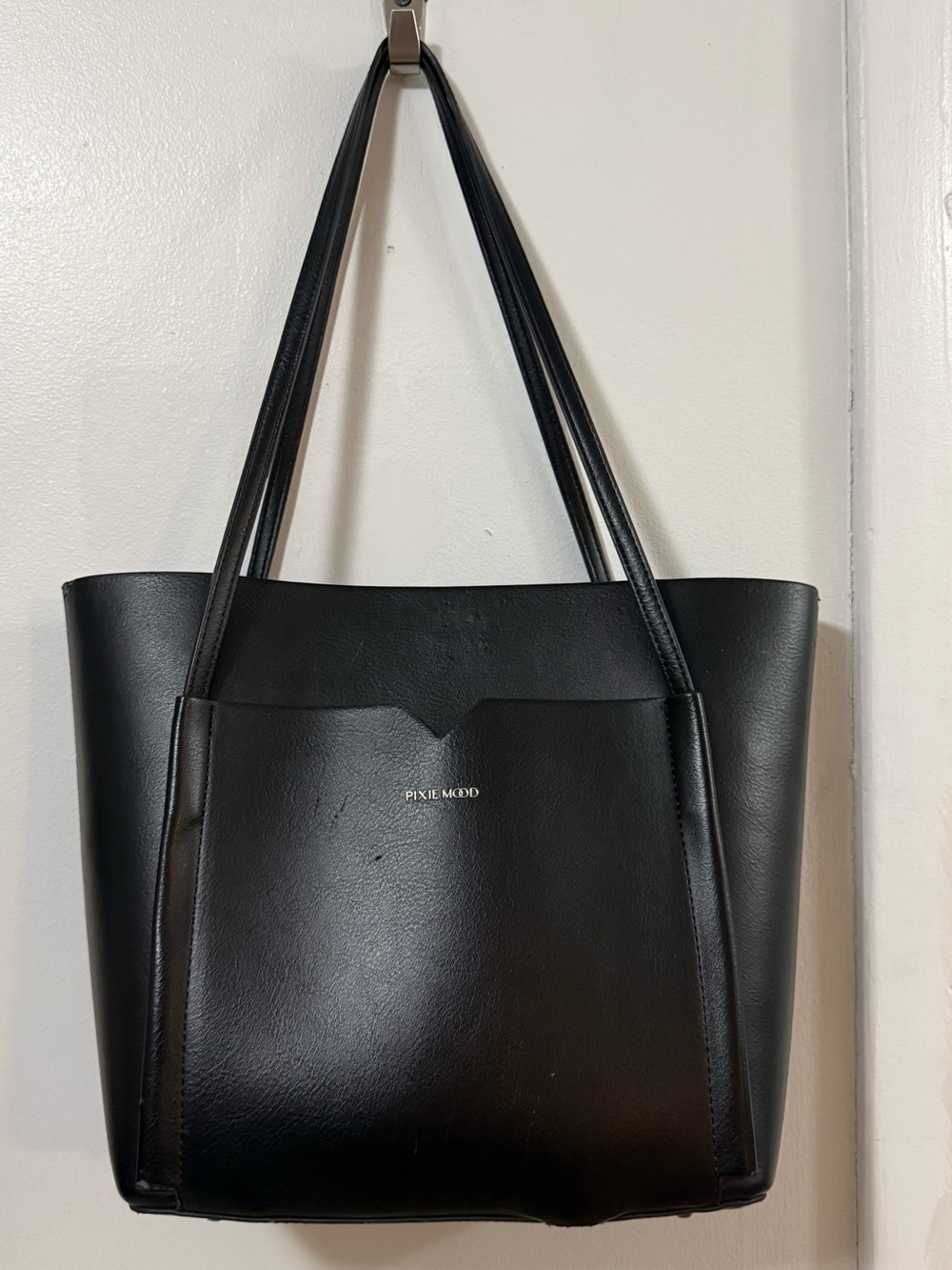 PIXIE MOOD Vegan Leather Black Tote Bag